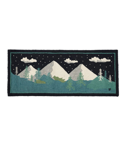 L.L.Bean Wool Hooked Runner, Winter Woods Evergreen/Black