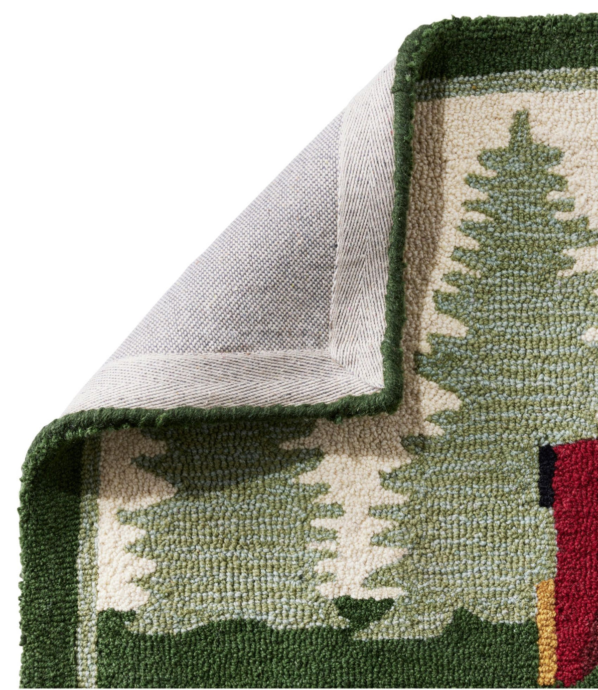 L.L.Bean Wool Hooked Novelty Runner, Dog Caravan Red/Evergreen