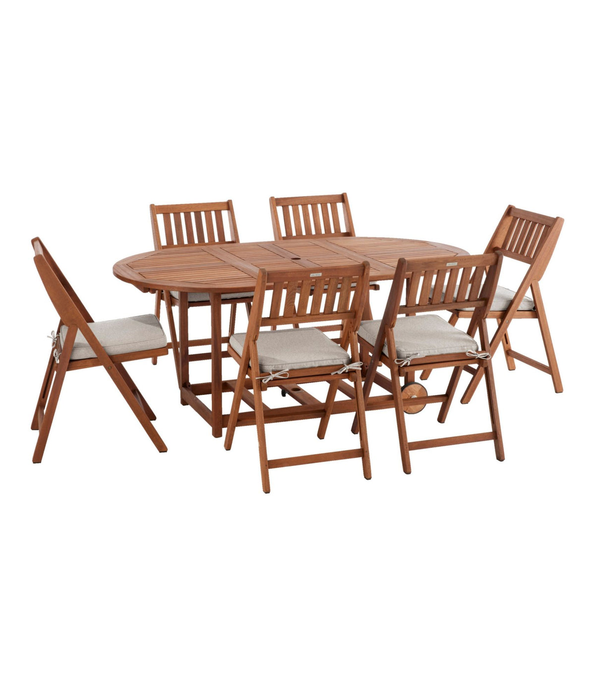 L.L.Bean Eucalyptus Storage 7-Piece Dining Set Natural