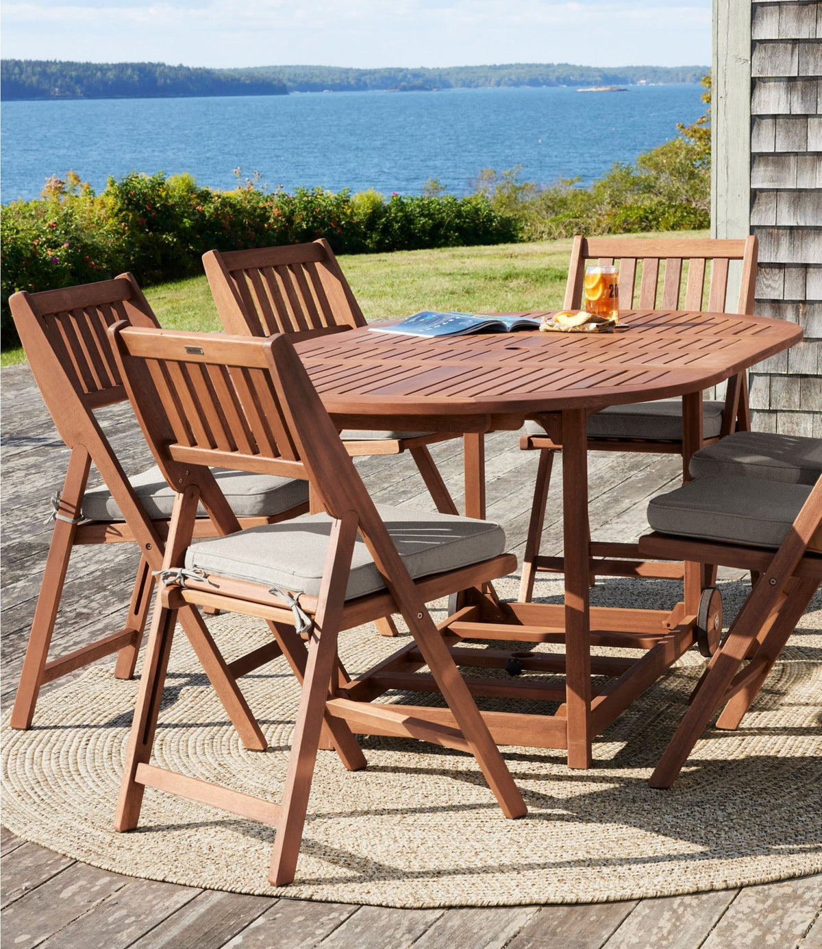 L.L.Bean Eucalyptus Storage 7-Piece Dining Set Natural