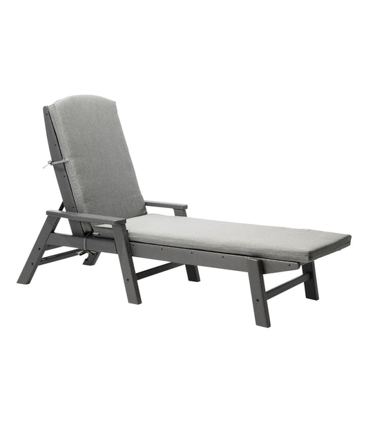 L.L.Bean All-Weather Chaise Lounger Textured Cushion Gray