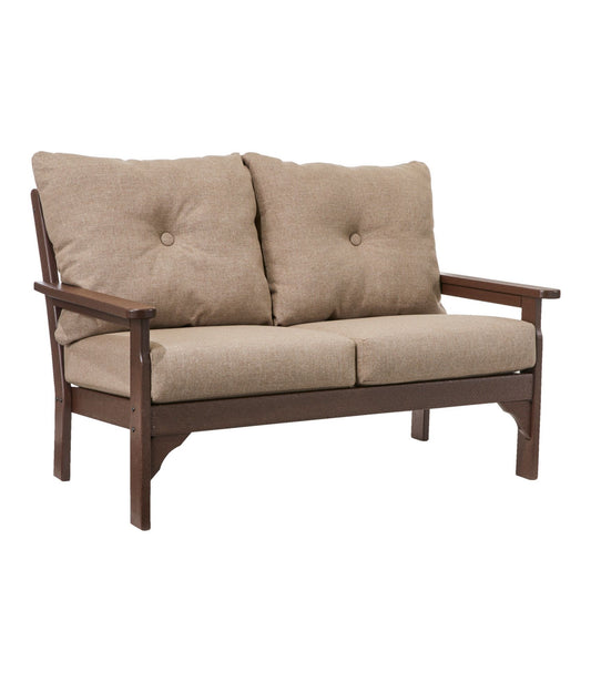 L.L.Bean All-Weather Patio Loveseat with Textured Cushion, Mahogany Spiced Burlap