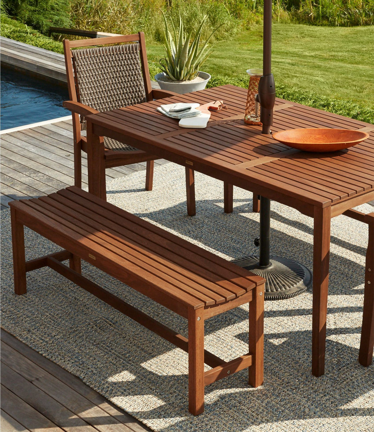 L.L.Bean Eucalyptus Farmhouse Bench Natural