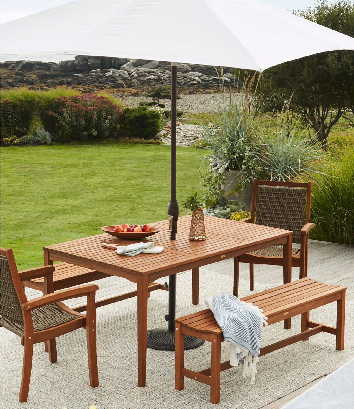L.L.Bean Eucalyptus Farmhouse Bench Natural