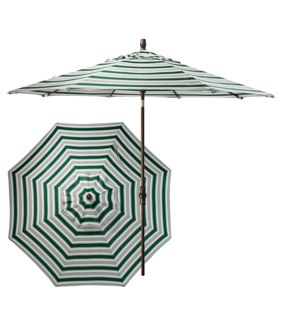 L.L.Bean Sunbrella Market Umbrella, Aluminum Stripe Green/Sand Multi