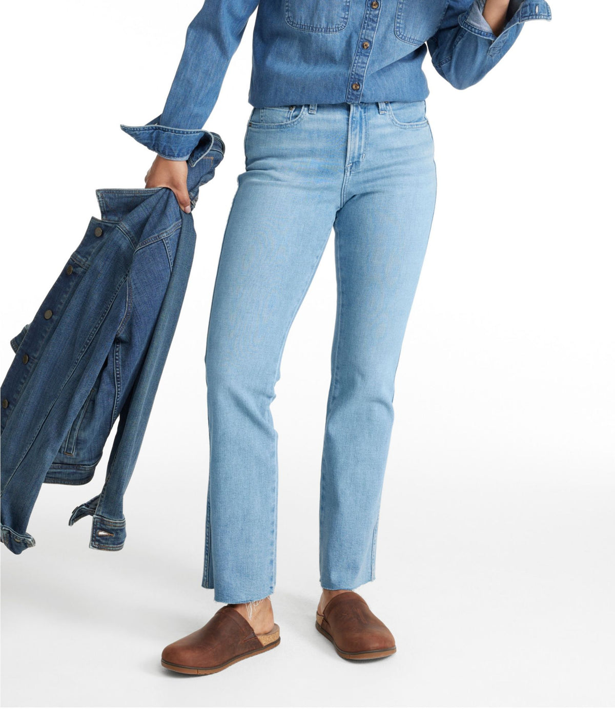 L.L.Bean Women's L.L.Bean Everyday Stretch Jeans, High-Rise Mini Bootcut Ankle Authentic Bright Wash