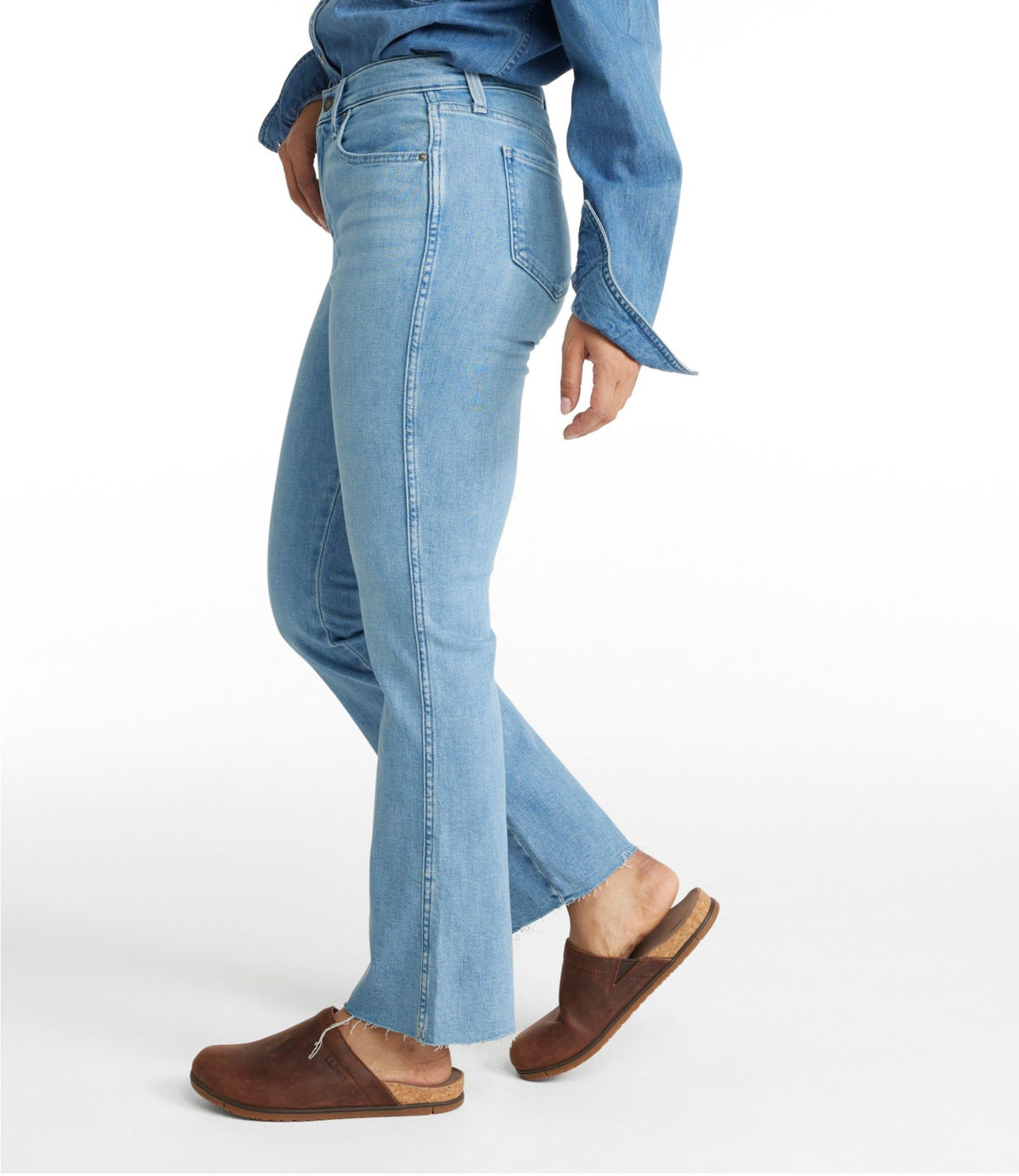 L.L.Bean Women's L.L.Bean Everyday Stretch Jeans, High-Rise Mini Bootcut Ankle Authentic Bright Wash