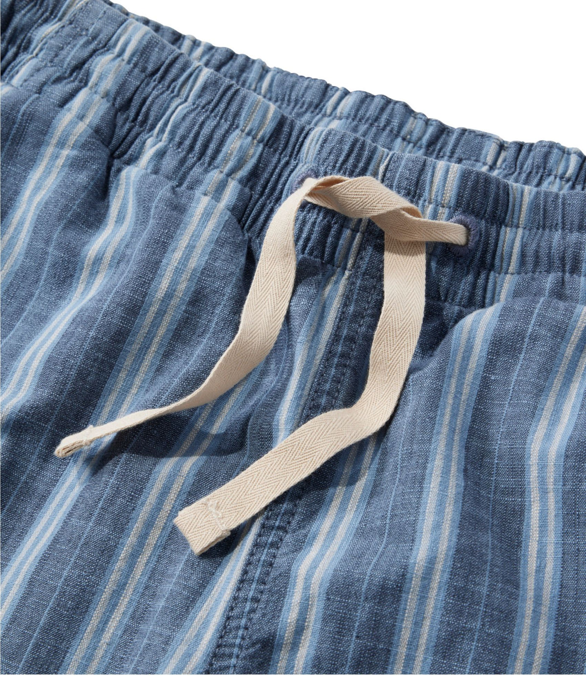 L.L.Bean Women's Lakewashed Pull-On Chinos, Mid-Rise Wide-Leg Crop Stripe Bayside Blue Stripe