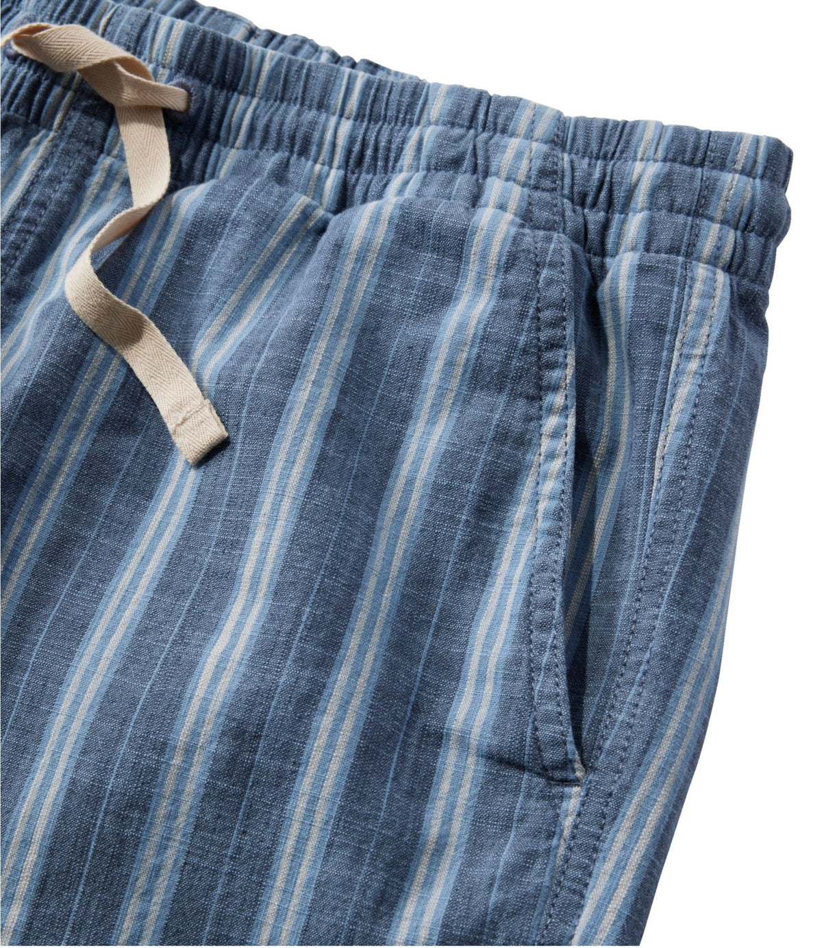 L.L.Bean Women's Lakewashed Pull-On Chinos, Mid-Rise Wide-Leg Crop Stripe Bayside Blue Stripe