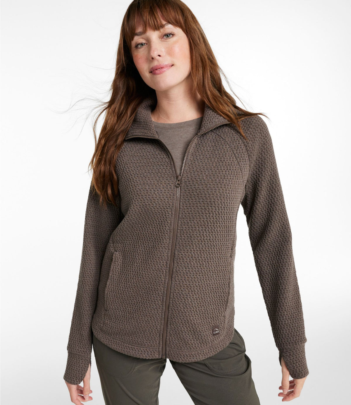 L.L.Bean Women's Ridgeknit Full-Zip Jacket Dark Cinder