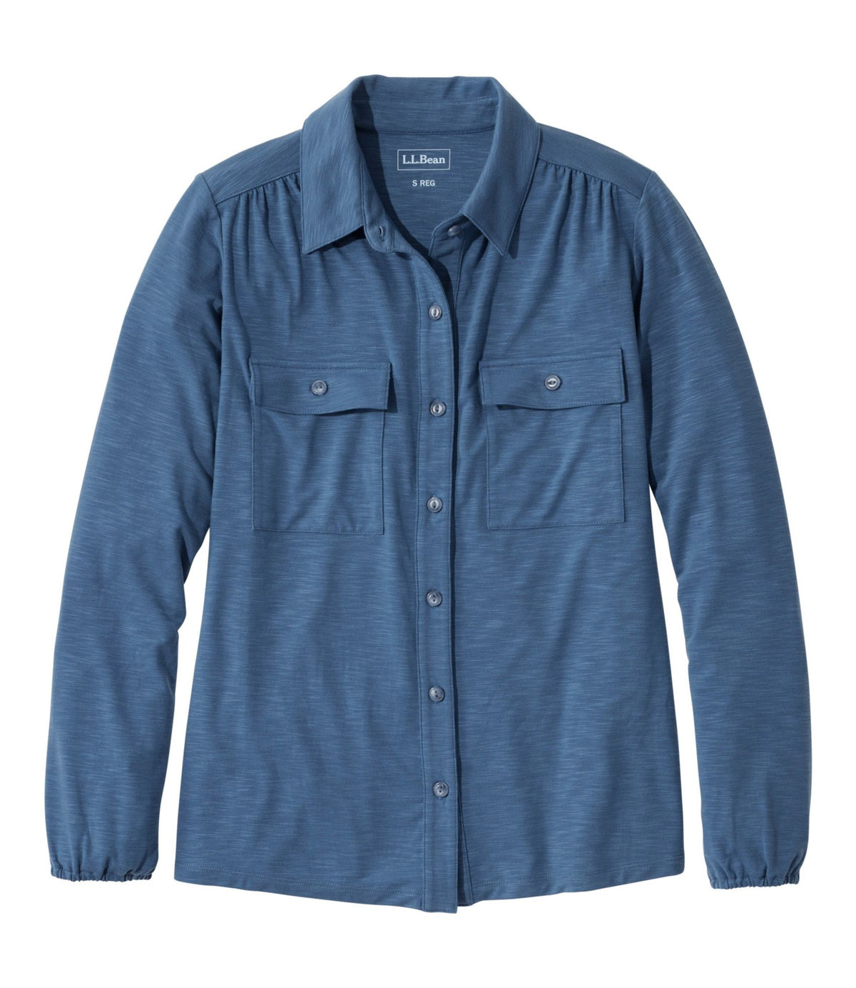 L.L.Bean Camden Hills Tee, Button-Front Shirt Bright Mariner