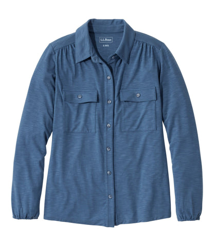 L.L.Bean Camden Hills Tee, Button-Front Shirt Bright Mariner
