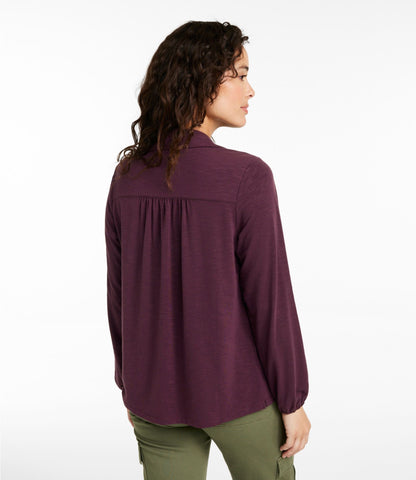 L.L.Bean Camden Hills Tee, Button-Front Shirt Bright Mariner