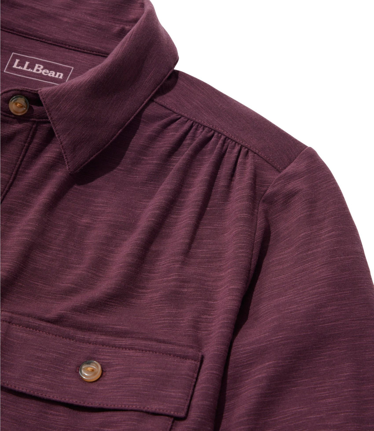 L.L.Bean Camden Hills Tee, Button-Front Shirt Bright Mariner
