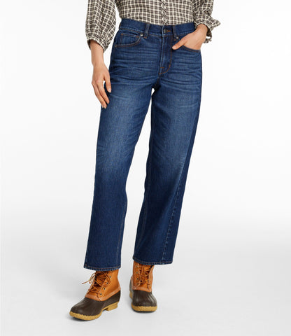 L.L.Bean Women's Signature 1912 Premium Jeans, High-Rise Barrel Ankle Authentic Dark