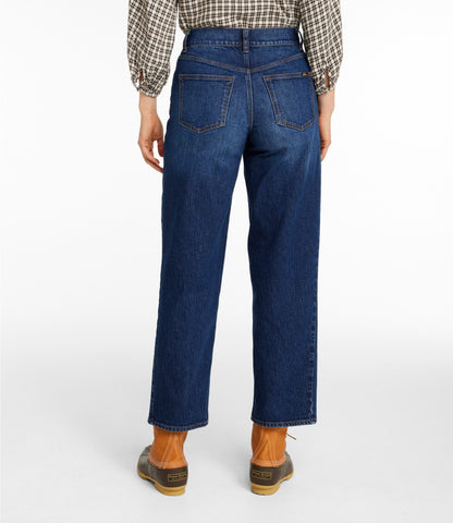 L.L.Bean Women's Signature 1912 Premium Jeans, High-Rise Barrel Ankle Authentic Dark