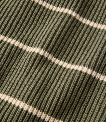 L.L.Bean Men's Mariner Rib Crew Sweater, Stripe Olive Gray/Natural