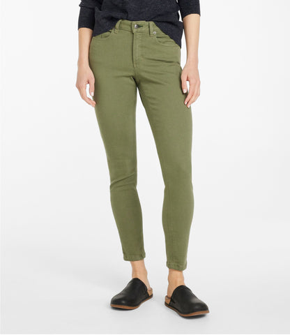 L.L.Bean Women's BeanFlex®Jeans, High-Rise Slim-Leg Ankle Color Deep Olive