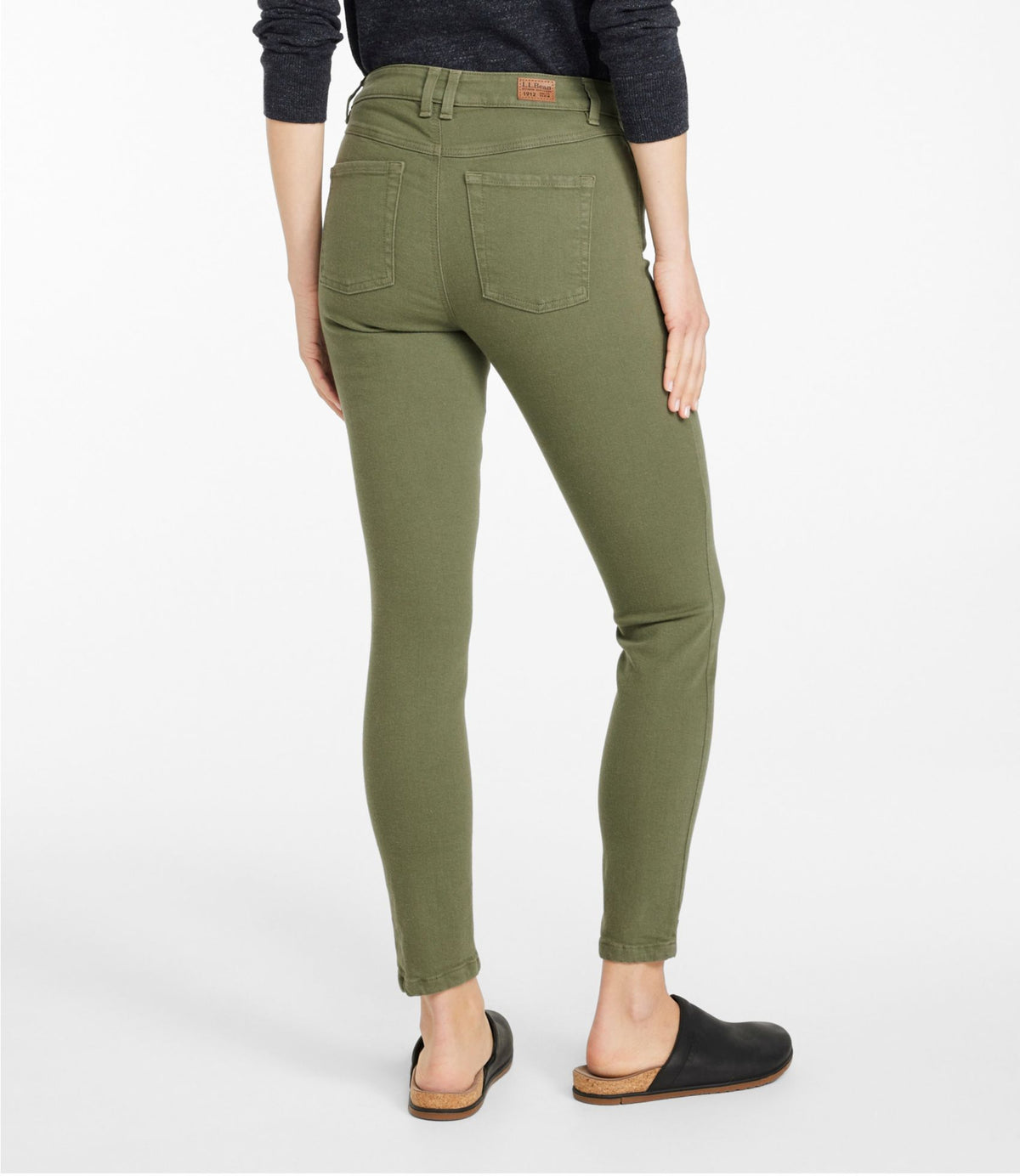 L.L.Bean Women's BeanFlex®Jeans, High-Rise Slim-Leg Ankle Color Deep Olive