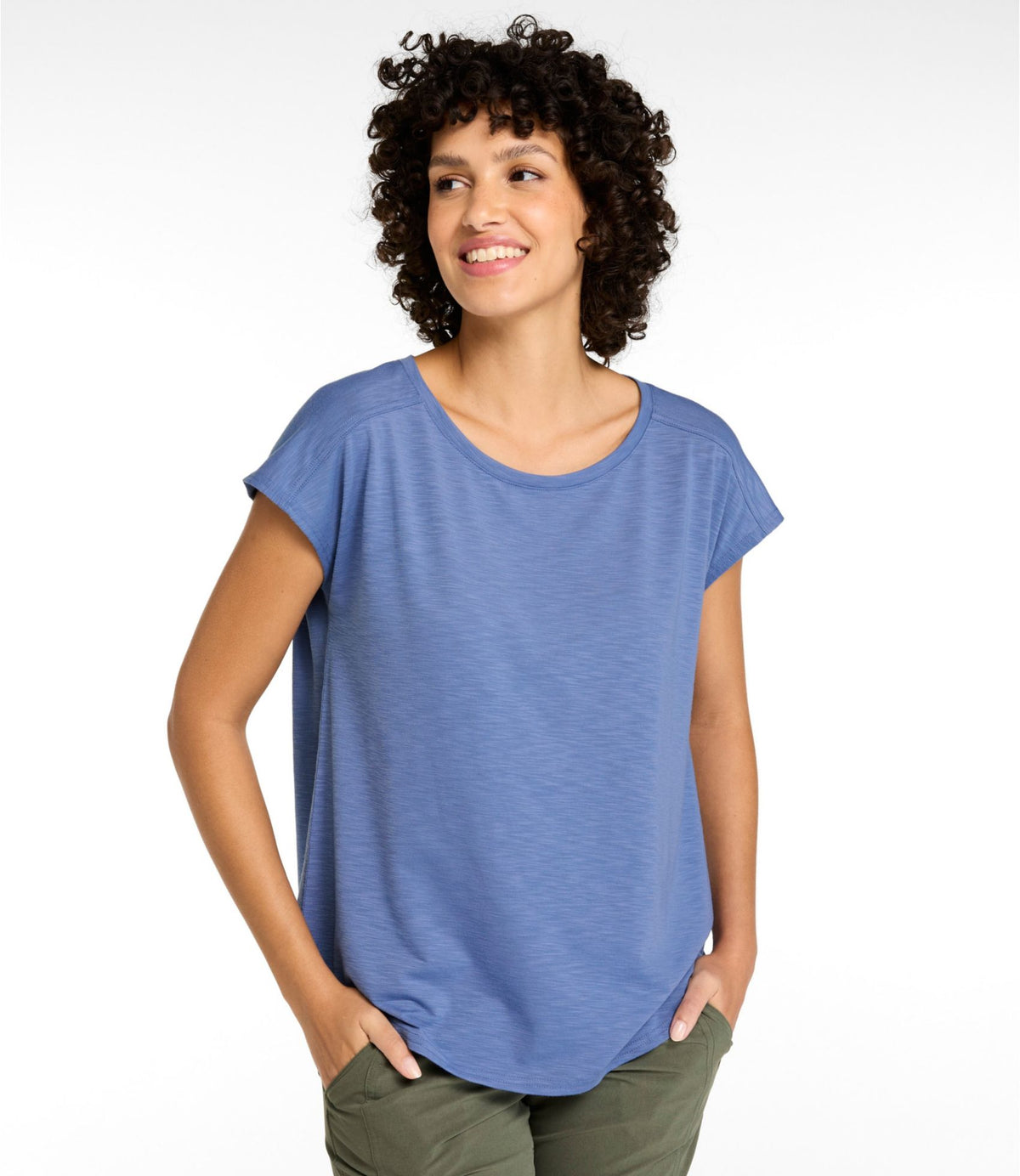 L.L.Bean Women's Streamside Tee, Short-Sleeve Ruched Crew Antique Lilac