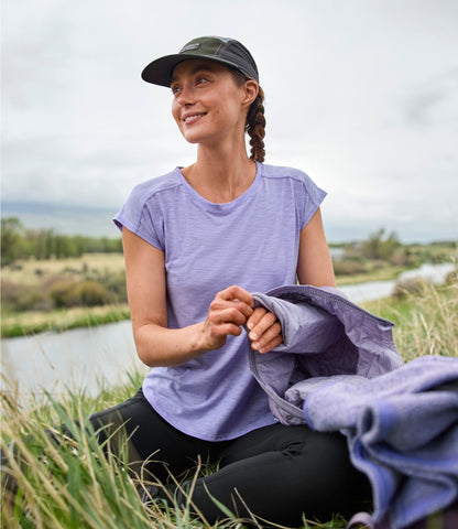 L.L.Bean Women's Streamside Tee, Short-Sleeve Ruched Crew Antique Lilac