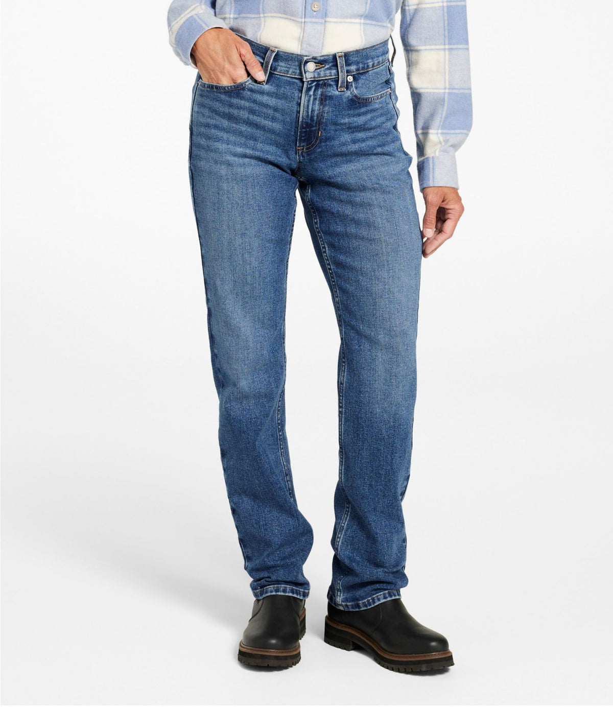 L.L.Bean Women's 207 Vintage Jeans, Mid-Rise Relaxed Straight-Leg Faded Indigo