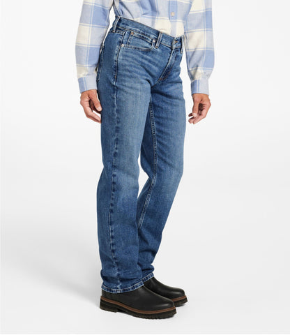 L.L.Bean Women's 207 Vintage Jeans, Mid-Rise Relaxed Straight-Leg Faded Indigo