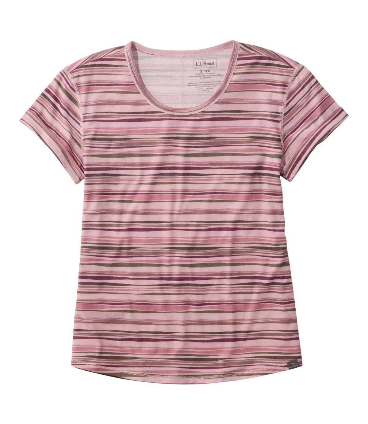 L.L.Bean Women's Everyday SunSmart® Lifestyle Tee, Short-Sleeve Print Antique Lilac Retro Stripe