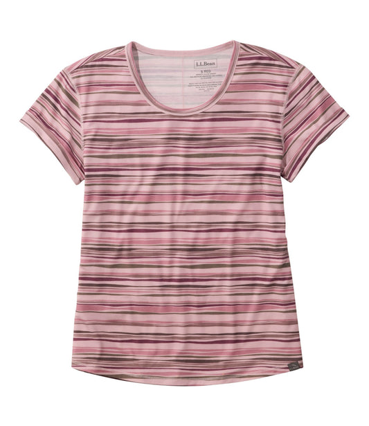 L.L.Bean Women's Everyday SunSmart® Lifestyle Tee, Short-Sleeve Print Antique Lilac Retro Stripe
