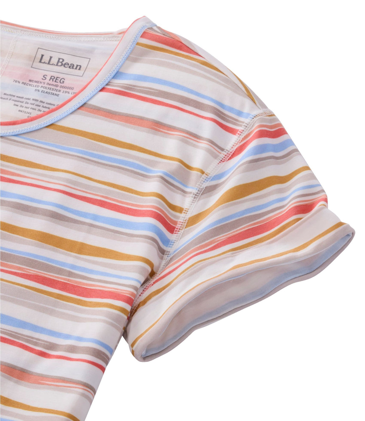 L.L.Bean Women's Everyday SunSmart® Lifestyle Tee, Short-Sleeve Print Antique Lilac Retro Stripe