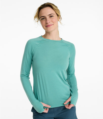 L.L.Bean Women's SunSmart Comfort Crew, Long-Sleeve Pale Turquoise