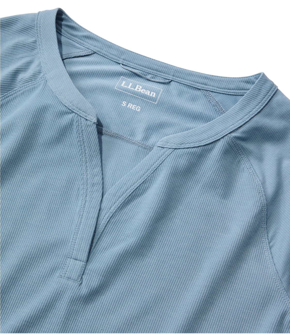 L.L.Bean Women's Ribbed Performance Tee, Long-Sleeve Splitneck Cadet Blue
