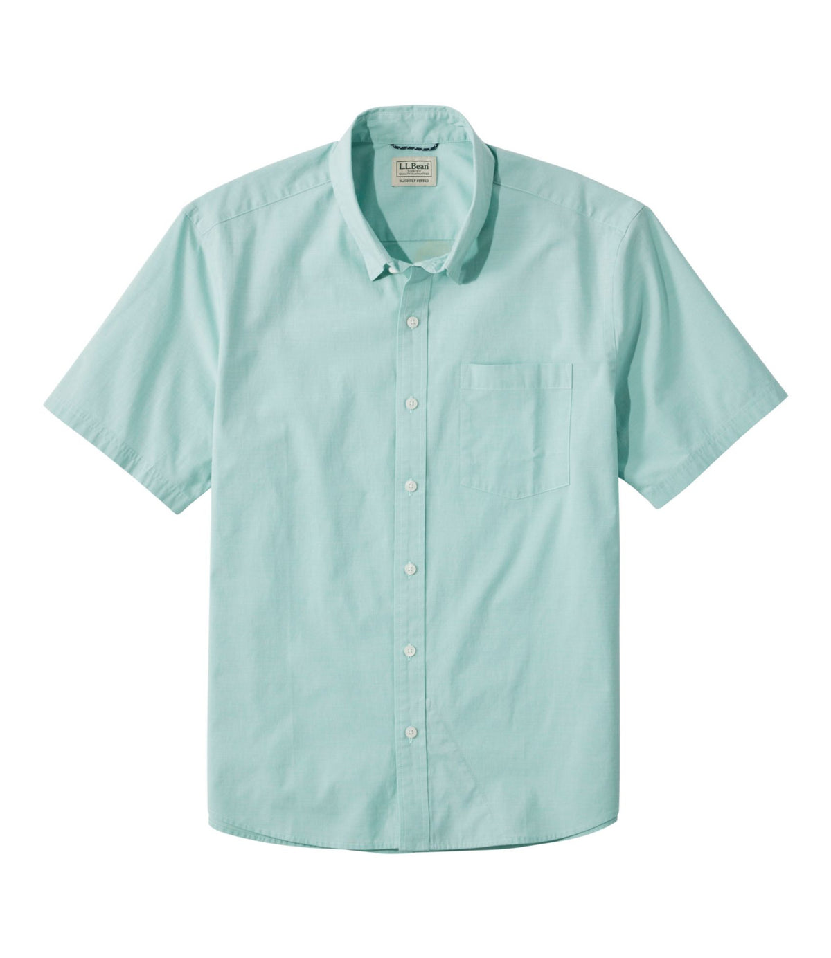 L.L.Bean Men's Comfort Stretch Performance® Shirt, Short-Sleeve, Slightly Fitted Untucked Fit Soft Juniper