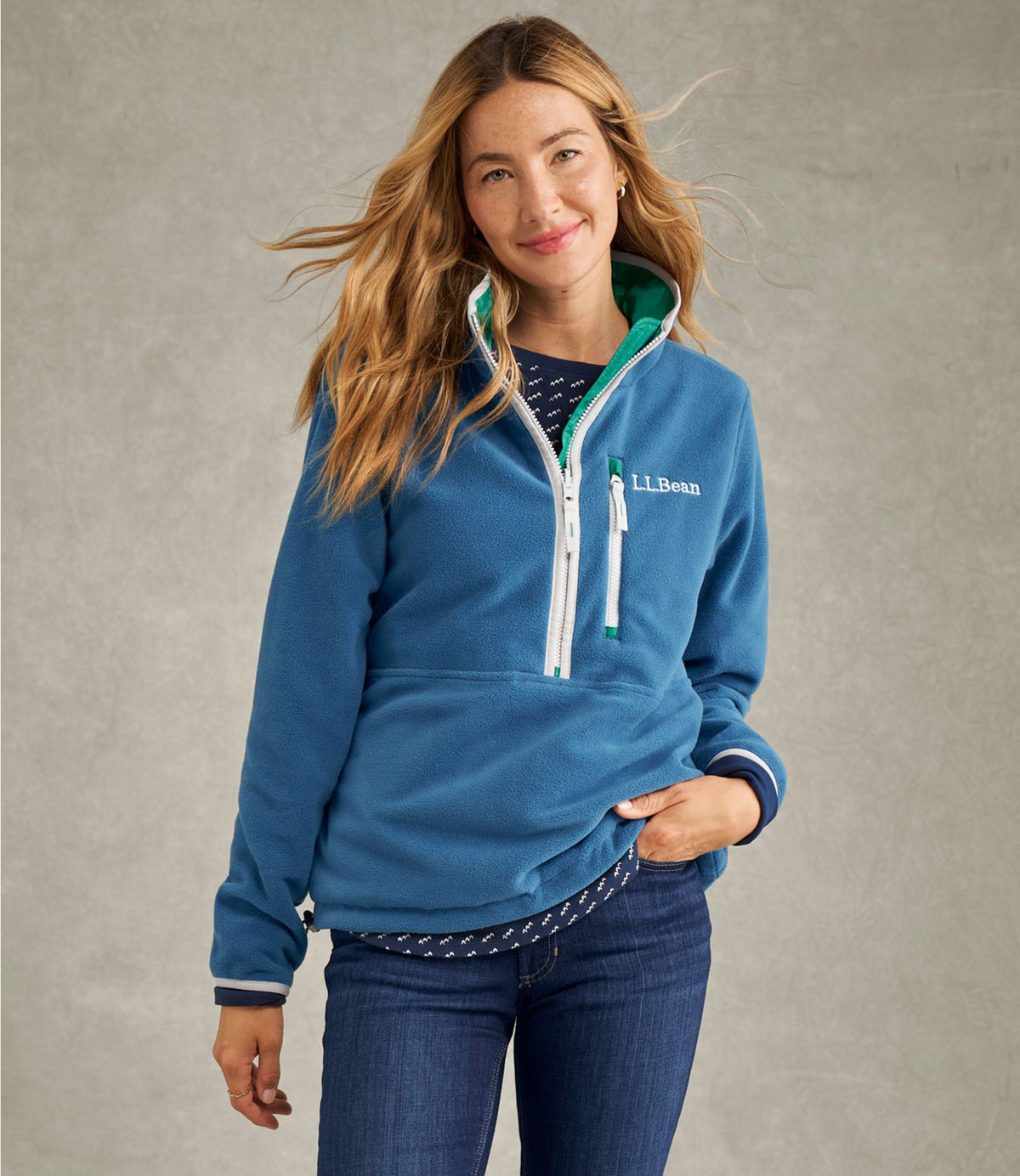 L.L.Bean Women's Bean's Classic Reversible Anorak Field Gold/Forest Gray