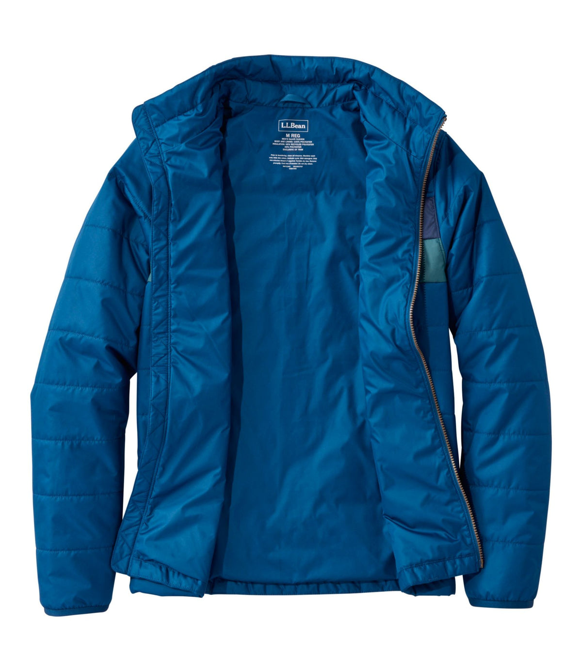 L.L.Bean Men's Mountain Classic Puffer Jacket, Colorblock Dark Marine Blue/Nautical Navy