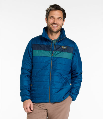 L.L.Bean Men's Mountain Classic Puffer Jacket, Colorblock Dark Marine Blue/Nautical Navy