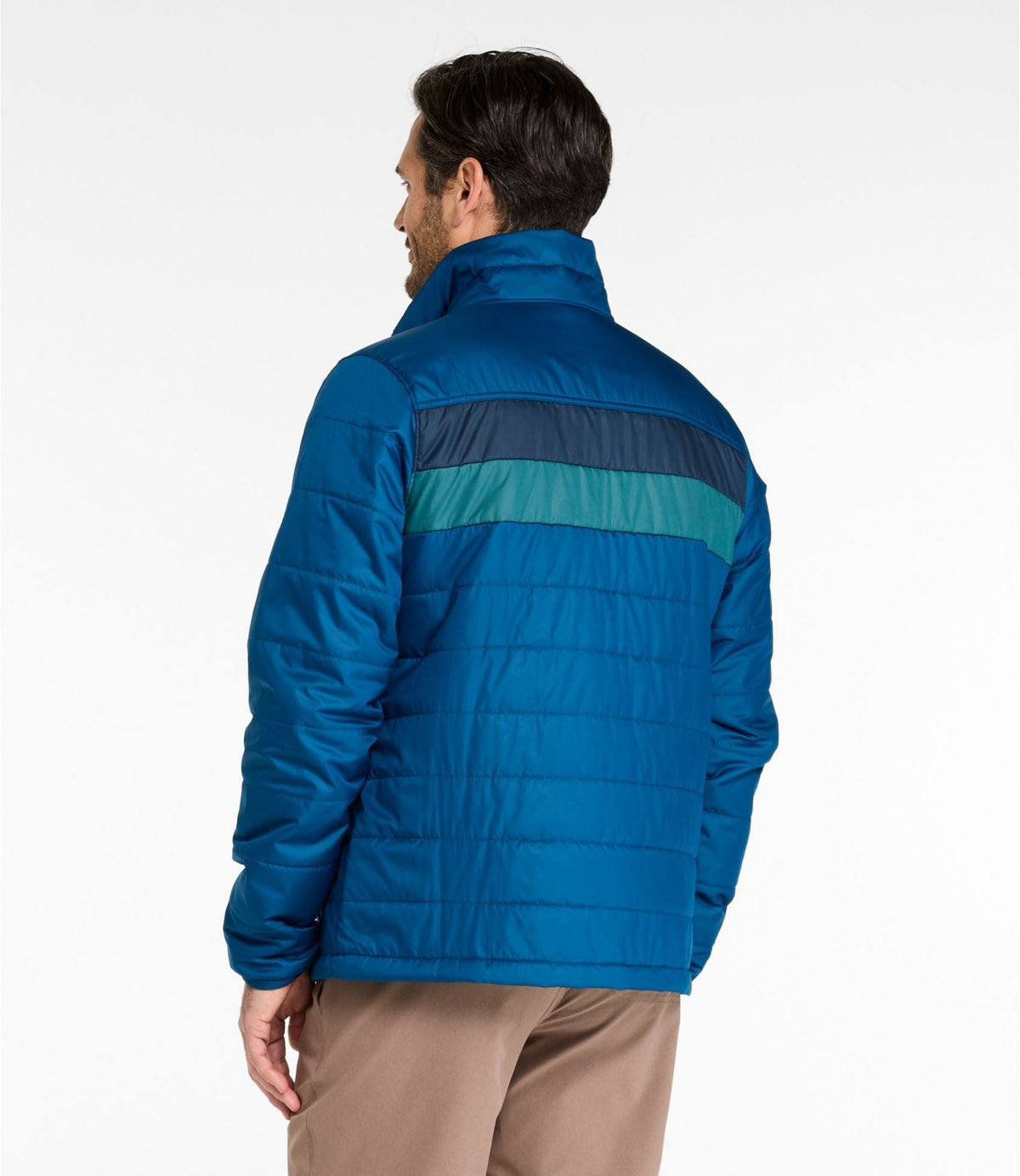 L.L.Bean Men's Mountain Classic Puffer Jacket, Colorblock Dark Marine Blue/Nautical Navy