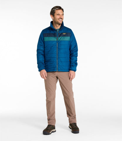 L.L.Bean Men's Mountain Classic Puffer Jacket, Colorblock Dark Marine Blue/Nautical Navy