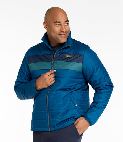 L.L.Bean Men's Mountain Classic Puffer Jacket, Colorblock Dark Marine Blue/Nautical Navy
