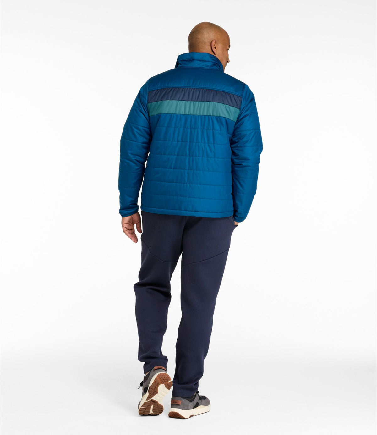 L.L.Bean Men's Mountain Classic Puffer Jacket, Colorblock Dark Marine Blue/Nautical Navy