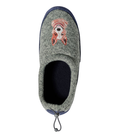 L.L.Bean Kids' Sweater Fleece Slippers, Motif Faded Sage Dogs