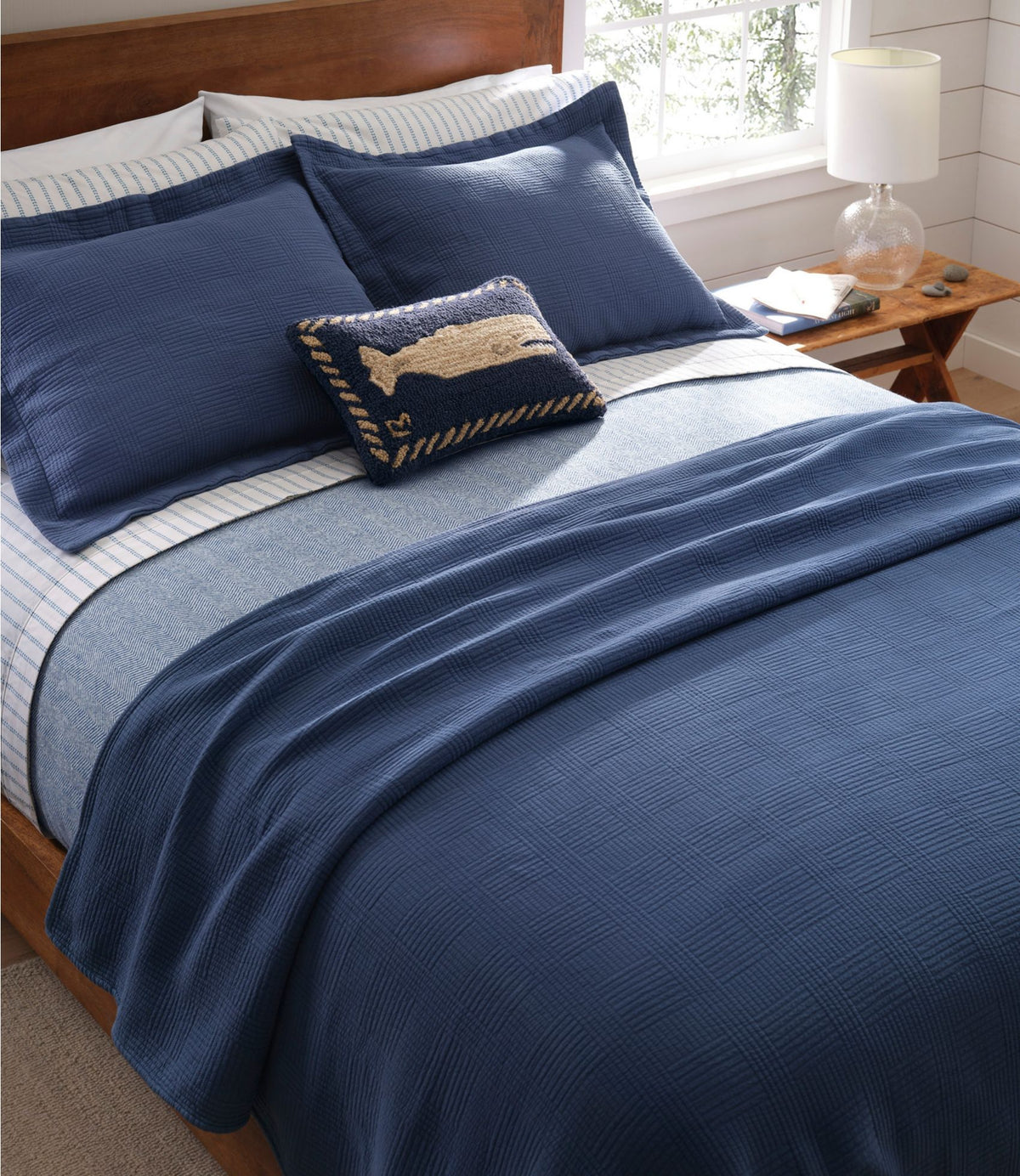 L.L.Bean Vintage Matelassé Bedspread Atlantic Blue