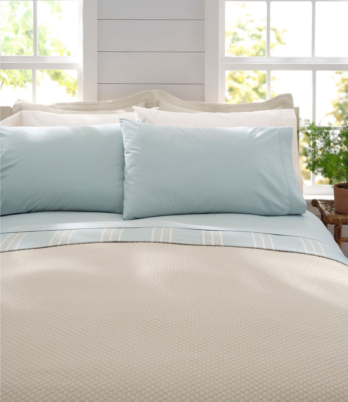 L.L.Bean Sunwashed Percale Sheet Collection Bluegrass