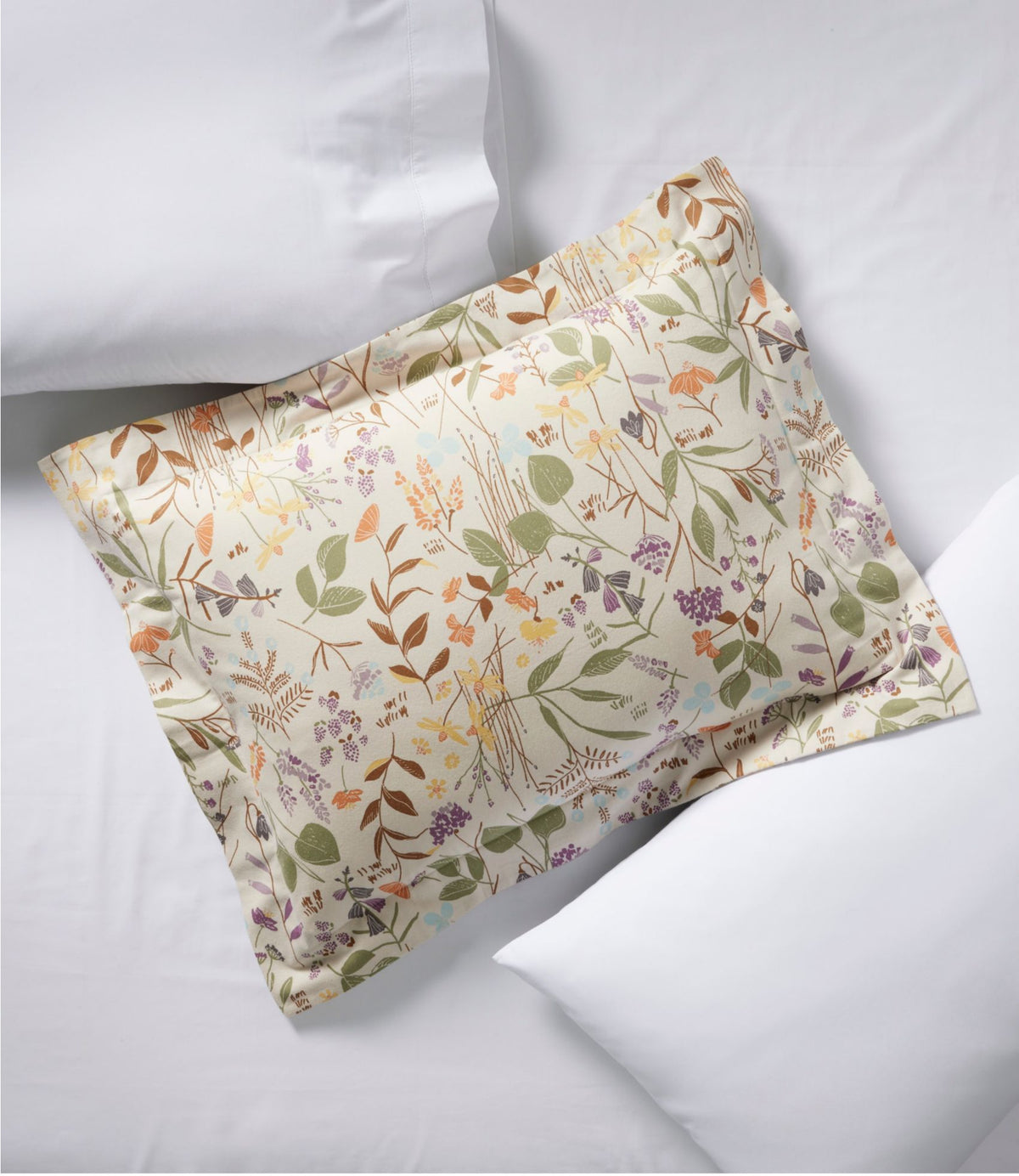 L.L.Bean Birch Floral Flannel Comforter Cover Collection Silver