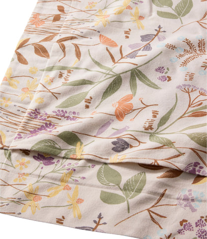 L.L.Bean Birch Floral Flannel Comforter Cover Collection Silver