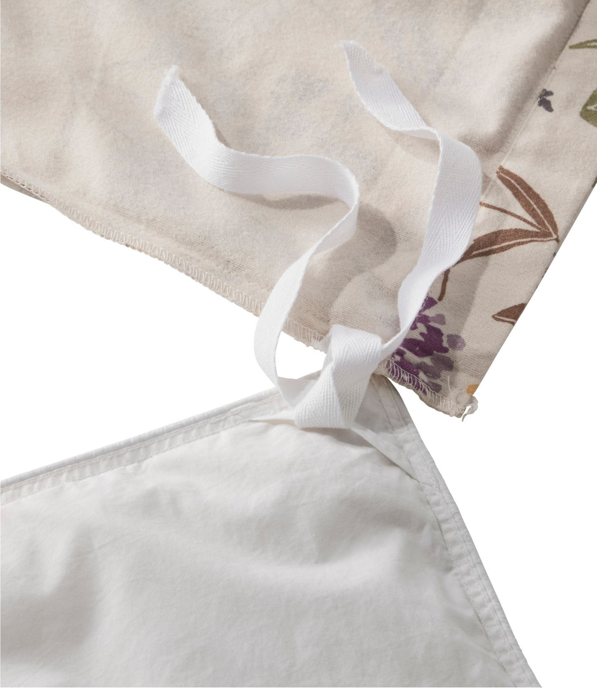 L.L.Bean Birch Floral Flannel Comforter Cover Collection Silver