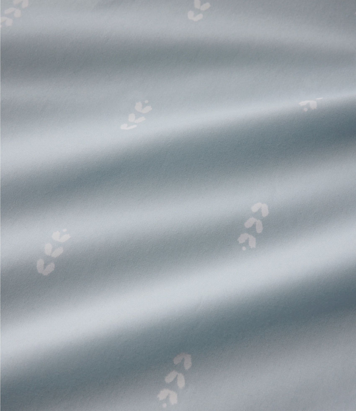 L.L.Bean Sunwashed Percale Sheet Collection, Stamped Leaf Print Light Blue