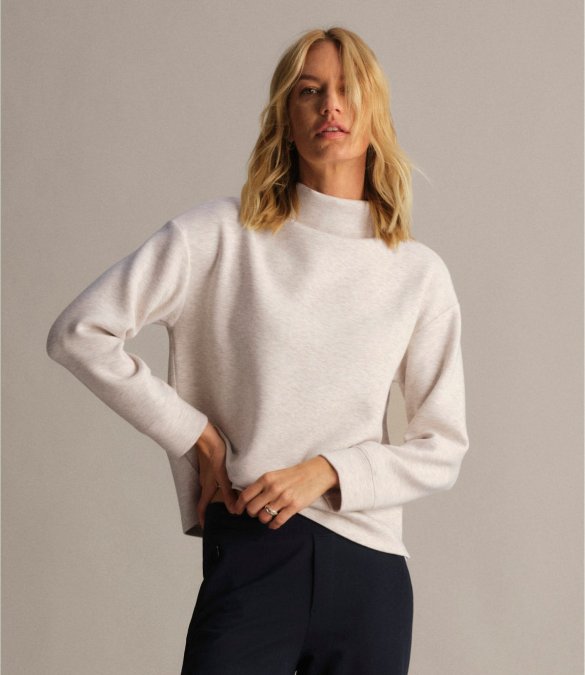 L.L.Bean Women's L.L.Bean CloudSoft Top, Funnelneck Classic Navy