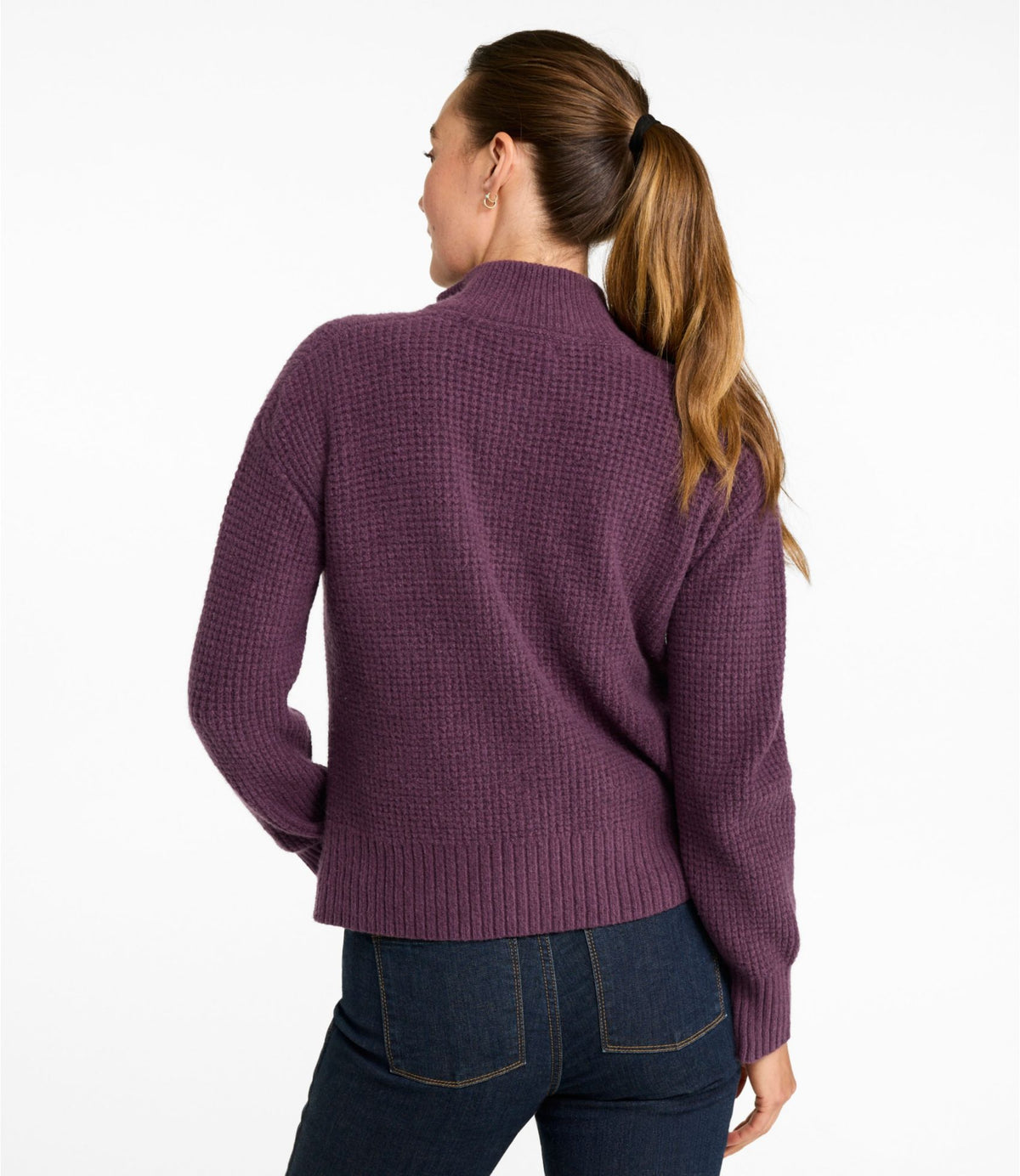 L.L.Bean Women's Supersoft Waffle Sweater, Quarter-Zip Bone