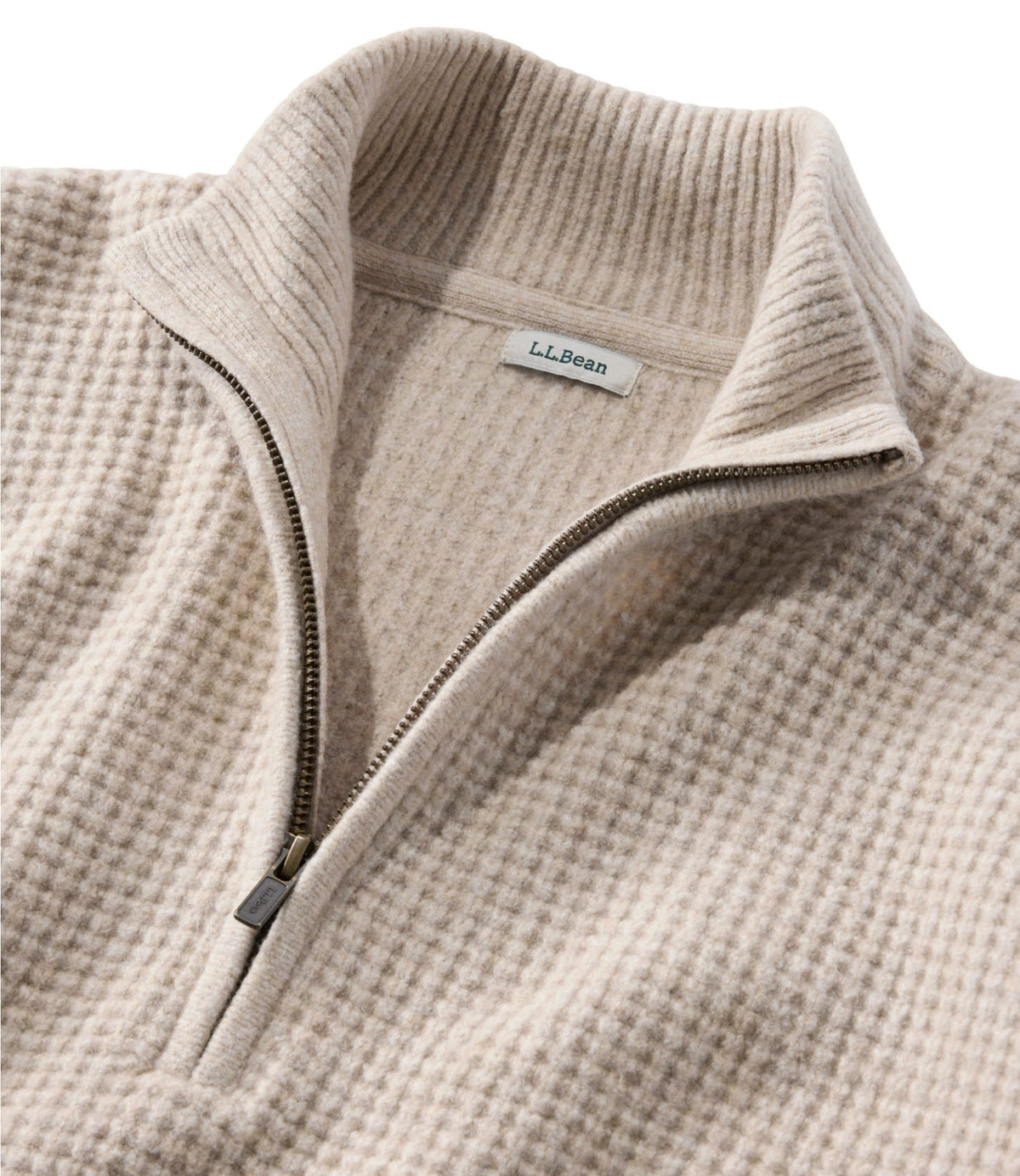 L.L.Bean Women's Supersoft Waffle Sweater, Quarter-Zip Bone